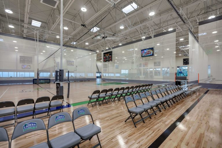 Photo of the spectators area at one of the sports courts