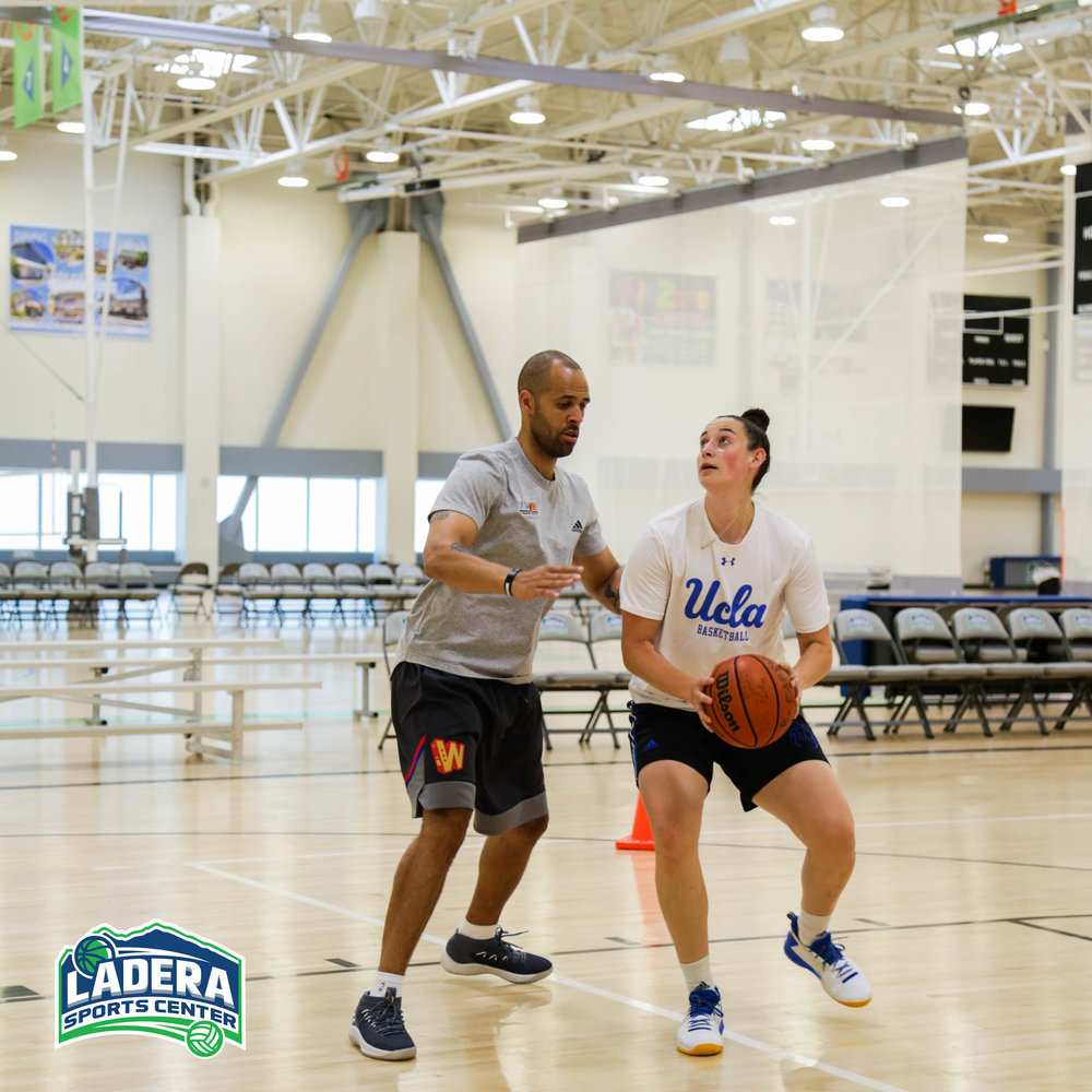 UCLA WBB Forward Ally Rosenblum, Training with LV8 Head Trainer, Brandon Holmes